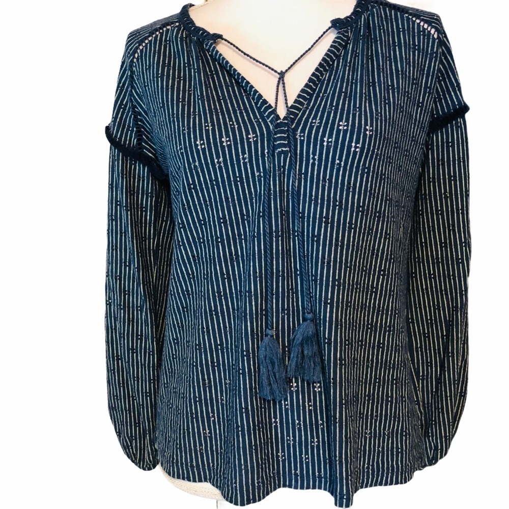 LUCKY BRAND - WOMENS PRETTY BLUE BLOUSE SIZE SMALL